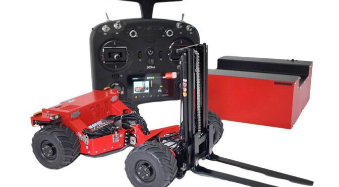 1:14 Falt-Gabelstapler BM214, rot RTR + Transportbox und RC